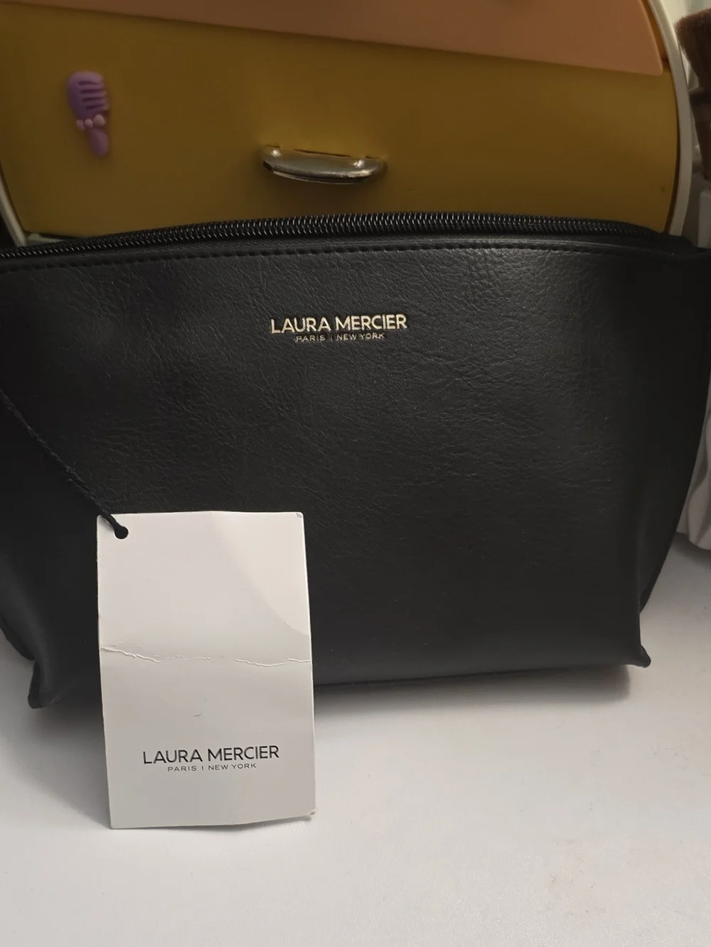 Laura Mercier Black Makeup Bag Pouch with Zipper Closure